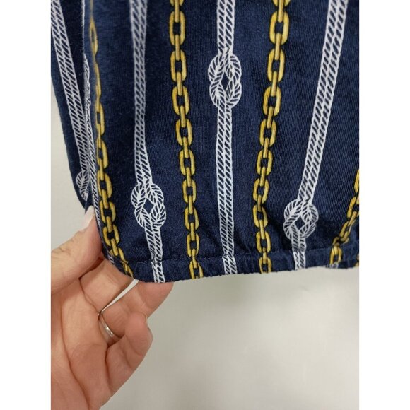 Michael Michael Kors Womens Top XL Navy Chain print 3/4 Sleeve Pullover Casual - Picture 3 of 9